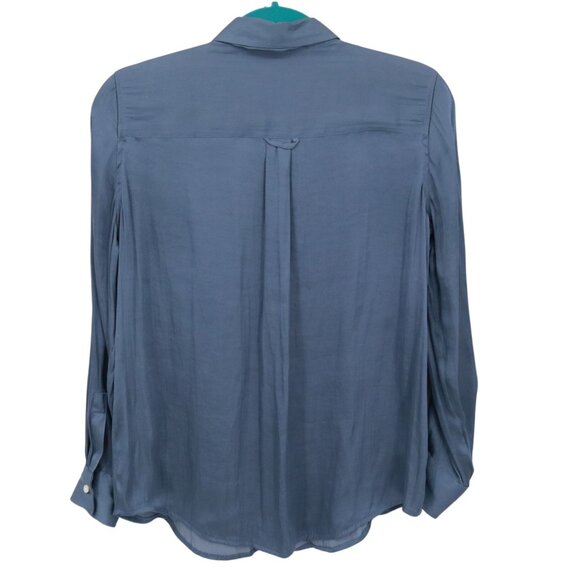 Banana Republic Satin Shirt Women SP Blue Prep Polished Classic Academia Career - Picture 3 of 16